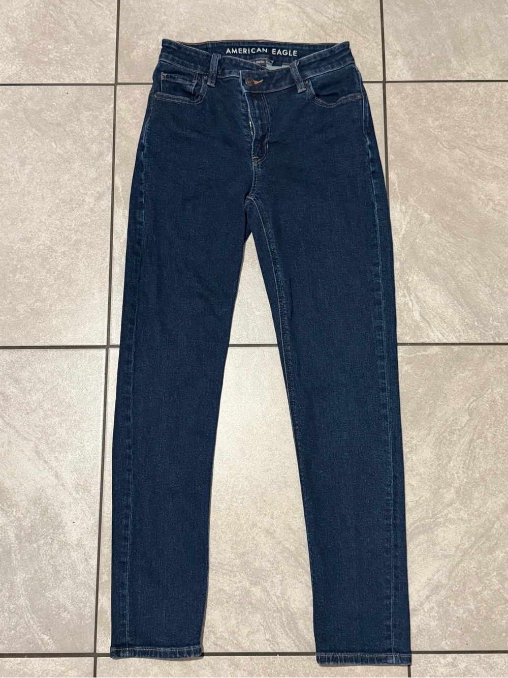 American Eagle Outfitters Dark Indigo Fitted Mom Jeans Stretch Size 0 Regular